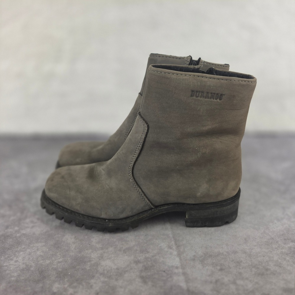 Durango Gray Nubuck Leather Side Zip Ankle Boots Vibram Lug Sole Mens 9M